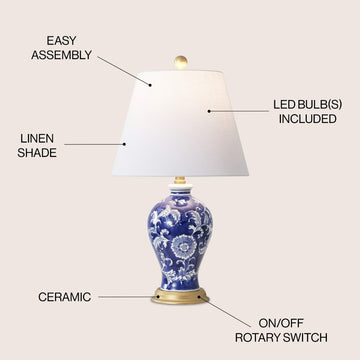 Grace 24" Floral LED Table Lamp - JONATHAN Y